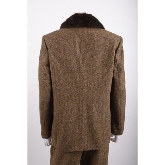 Vintage Talbots Womans Pant Suit Blazer 10-12 P Brown Herringbone Wool Blend NWT - Picture 11 of 14